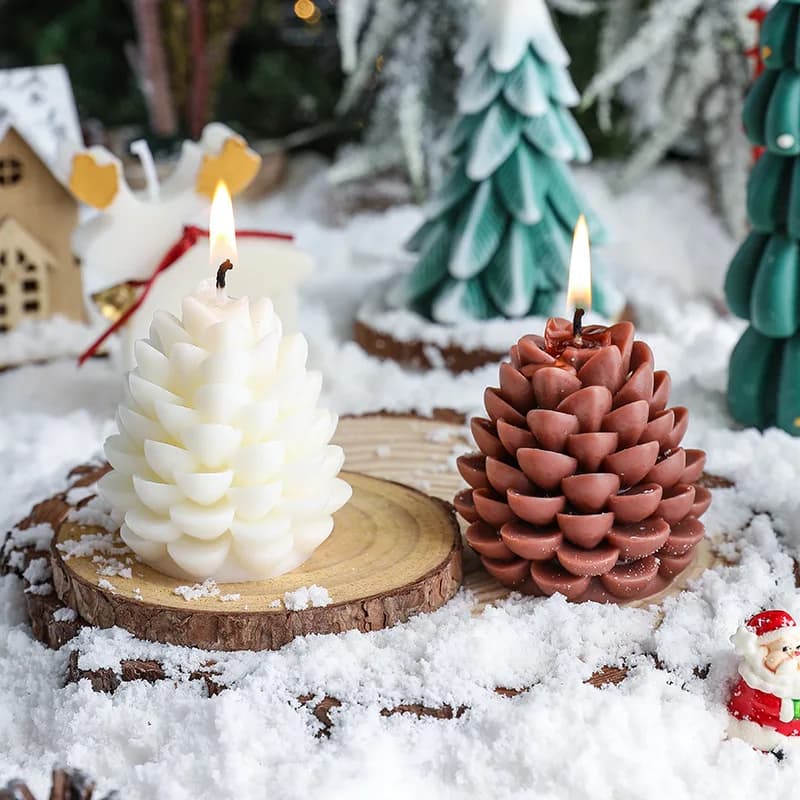Velas Aromáticas Hechas a Mano con Forma de Piña de Pino, Adornos Creativos de Cera de Soja, Colgantes de Piña de Pino, Decoración Estilo Ins,