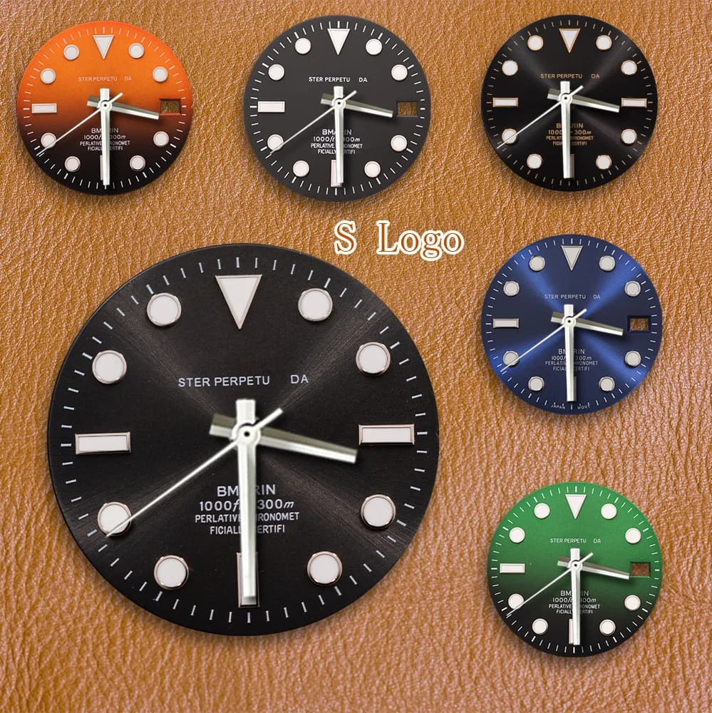 Esfera de Reloj con Logotipo S de 28.5mm, Esfera SUB Azul Hielo Luminosa, Compatible con Movimientos Japoneses NH35/NH36/4R/7S, Accesorios de