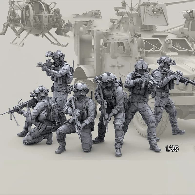 Kits de figuras de modelo de resina 1/35 GK, seis personas, sin motocicleta, tema militar, sin montar y sin pintar, 136RBL