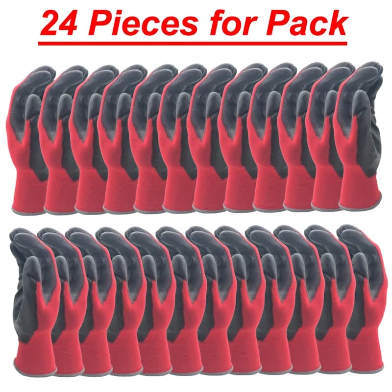 24 piezas/12 pares de guantes protectores de trabajo profesionales para hombres, construcción, mujeres, jardín, guantes para correr de nailon,