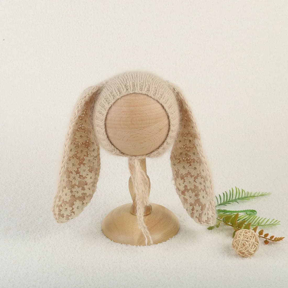 Gorro de conejo Angora elástico de punto suave con orejas grandes, accesorios de fotografía recién nacido, Jersey de ganchillo, sombrero de Animal