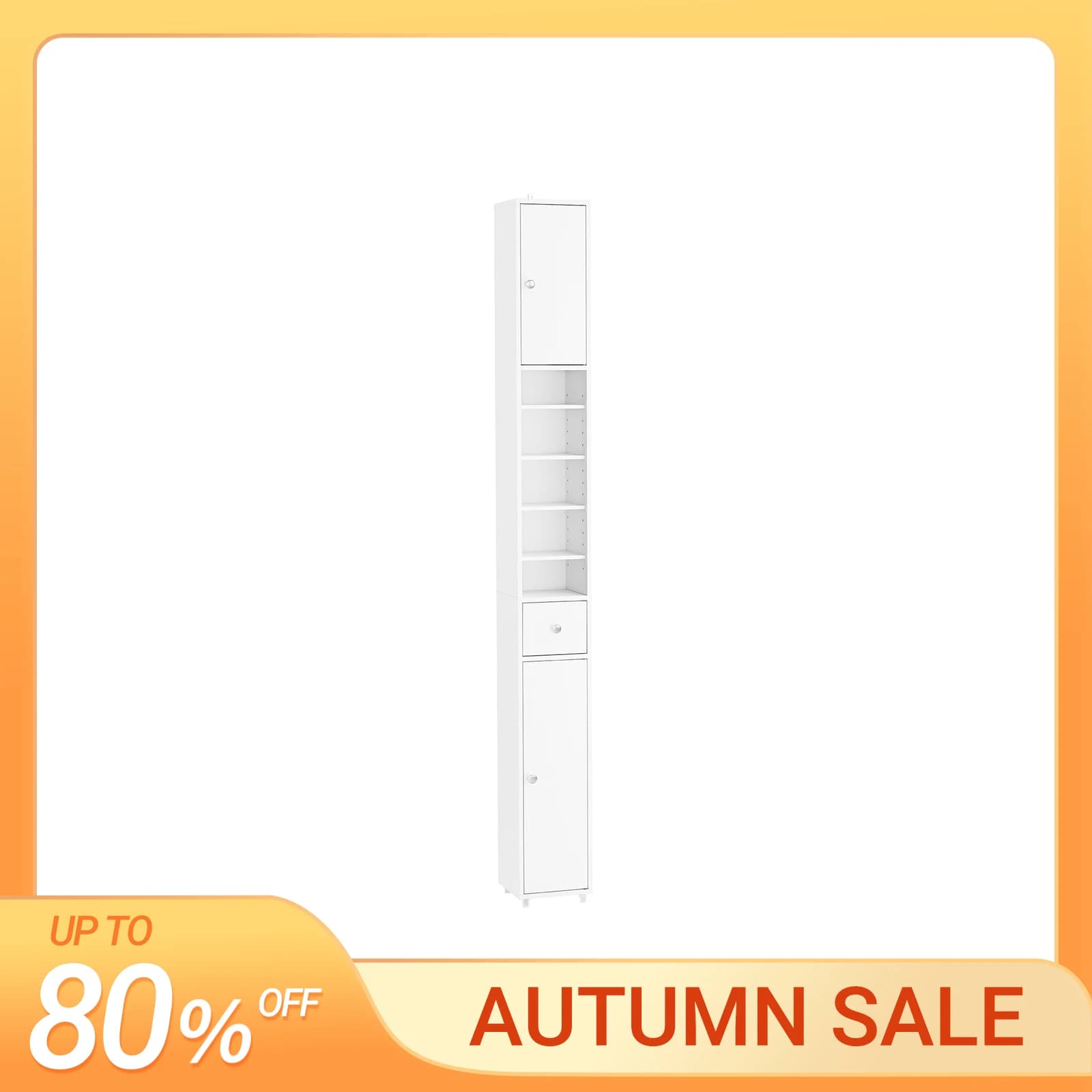 SoBuy BZR34 Armario de baño Armario alto Narsy Armario de baño para baños pequeños con pisos ajustables 20x20x180