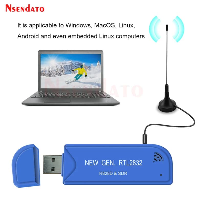 Sintonizador de TV Digital USB 2.0 RTL2832U R828D SDR RTL A300U 25MHz-1760MHz Receptor de TV FM Sintonizador de Frecuencia Dongle con Antena