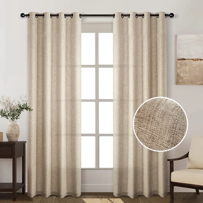 Cortinas semiobacas de lino hechas a medida para cocina, dormitorio, cortinas de ventana de Color sólido para sala de estar