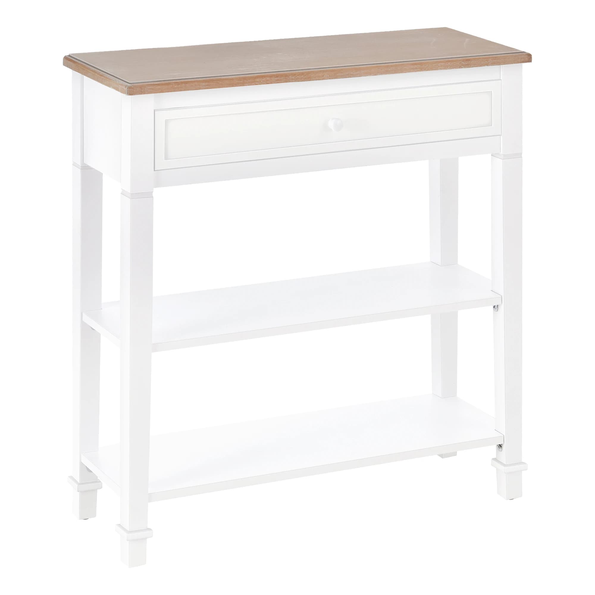 HOMCOM Mesa de Consola con 2 Estantes 1 Cajón Extraíble Retro 75,6x27,5x80,5 cm