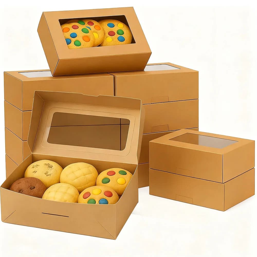Cajas para Galletas con Ventana (5/15/30 Unidades) - Cajas para Pan, para Hostelería, Postres, Cupcakes, Pasteles, Comida Cocinada, Productos