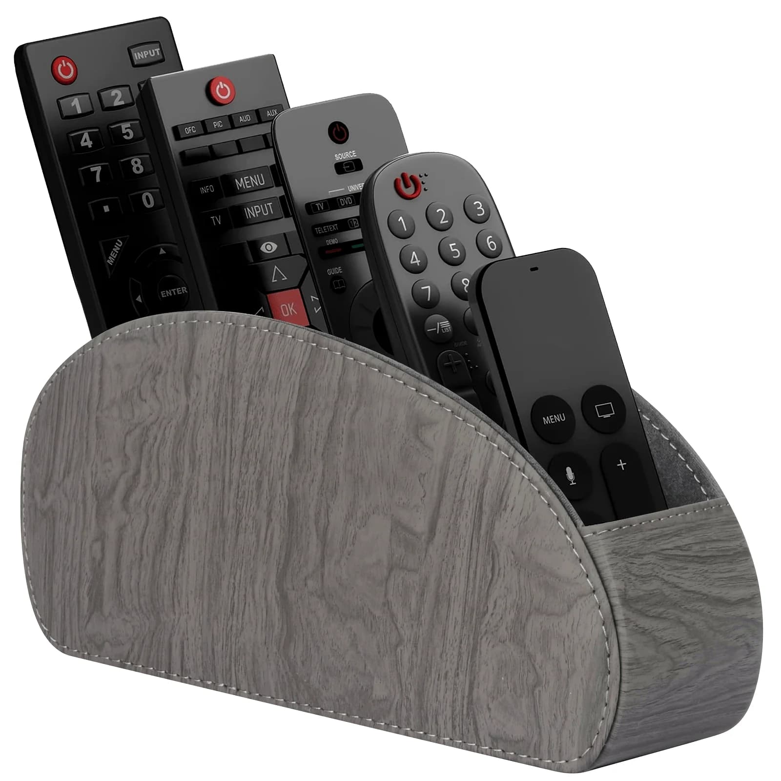 Soporte de cuero PU para Control remoto, 5 compartimentos, organizador multidispositivo para TV/DVD/Blu-Ray, escritorio y cajón, caja de