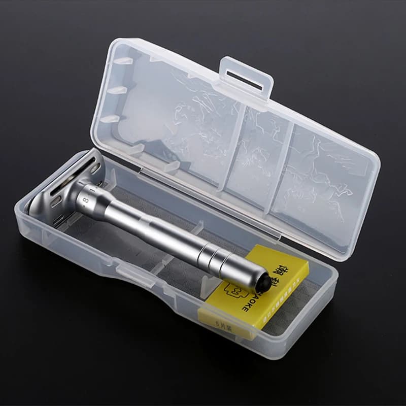 Maquinilla de afeitar de seguridad Manual, afeitadora ajustable de nitidez 1-8, sistema de reemplazo de una tecla con 5 cuchillas y caja de