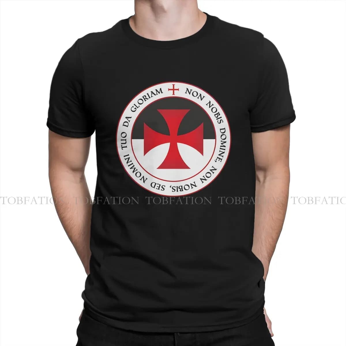 Camiseta de los caballeros templarios para hombre, Camisa de algodón puro con cuello redondo, prenda de vestir, con sello cruzado Cristiano