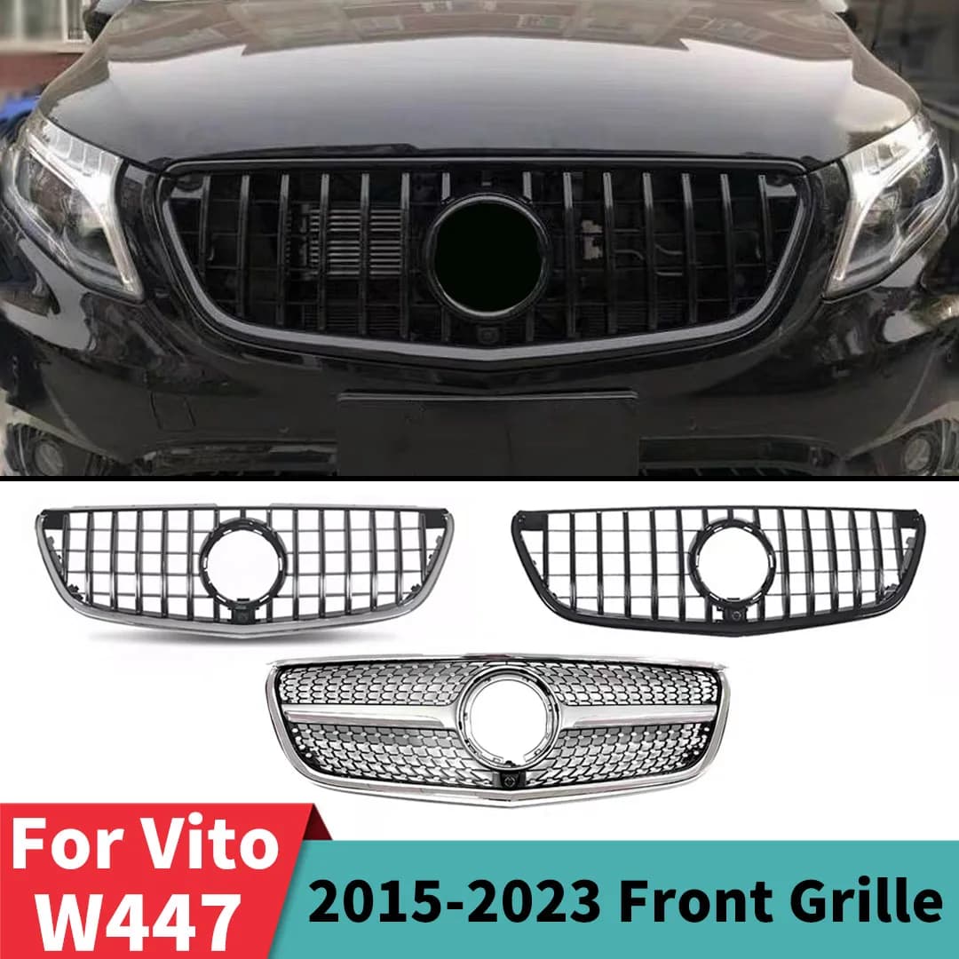 Rejilla de entrada delantera estilo Diamond GT para Mercedes Benz, rejilla de parachoques para Mercedes Benz Vito W447 2015-2023, accesorios de ajuste