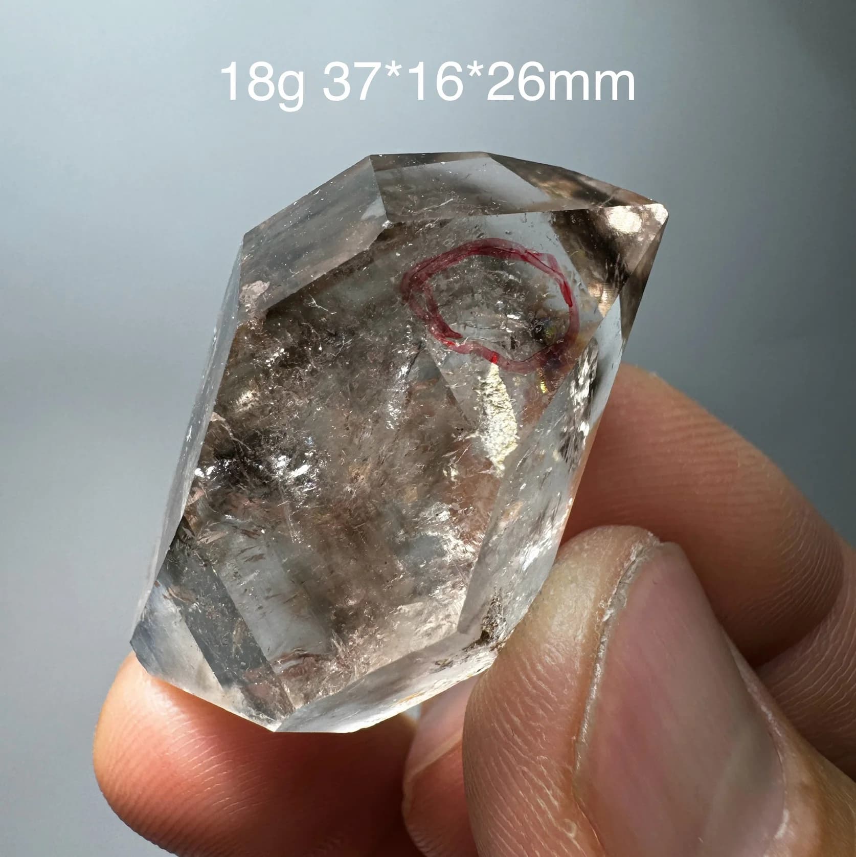 Piedra curativa natural de cuarzo ahumado Herkimer Diamond de Chongqing con grafito fluido o burbujas para decoración de escritorio