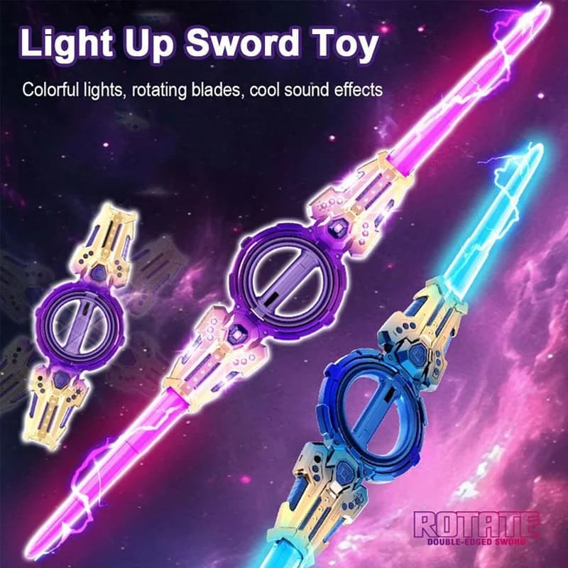 Juguete al aire libre espada giratoria brillante Flash multicolor luz LED brillo espada de Cosplay juguete fiesta familia juguete interactivo para