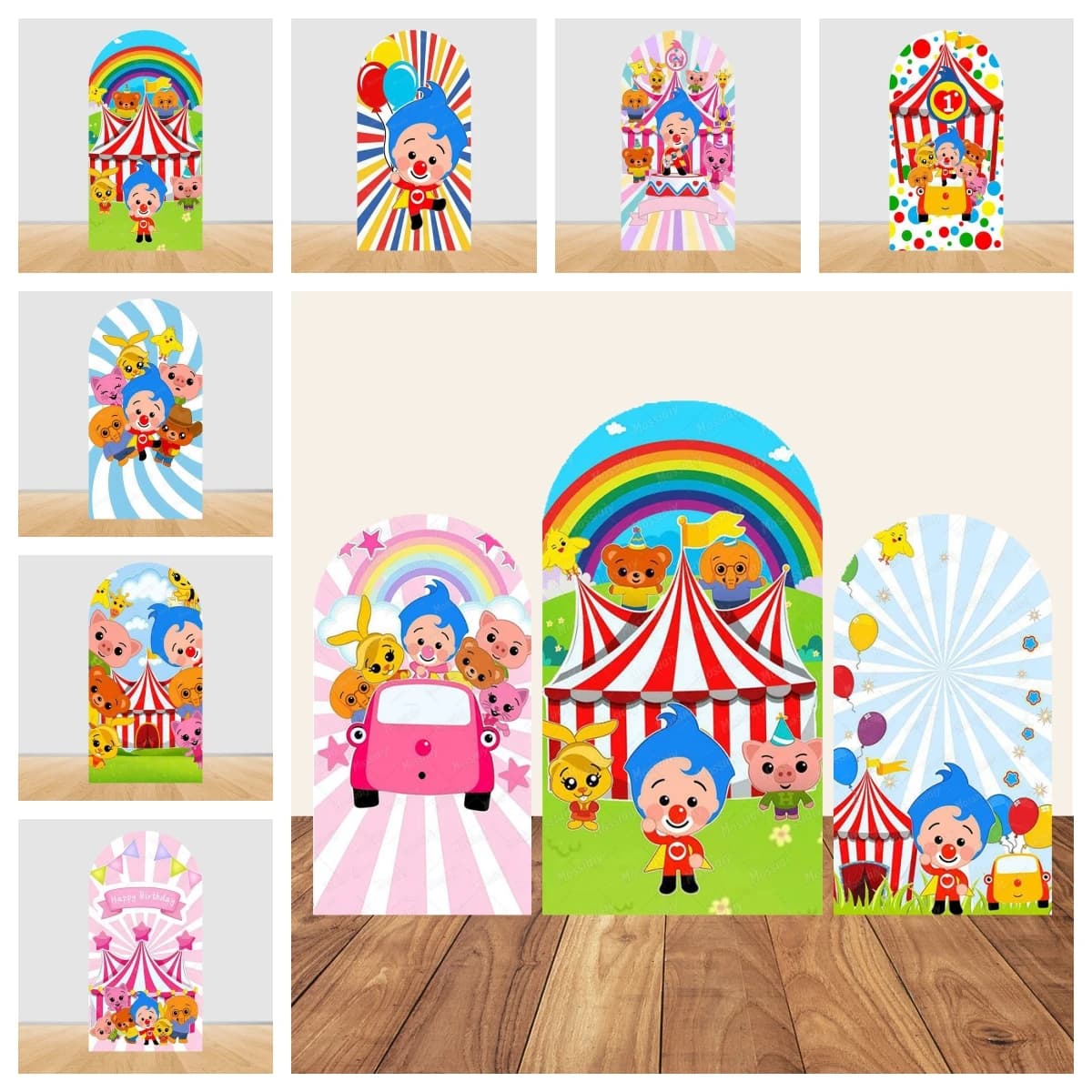 Lindo Set de Fondo Fotográfico Arqueado de Plims, Material Elástico, Banner para Fiesta de Cumpleaños Infantil, Suministros de Decoración para