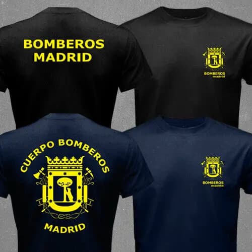 España Madrid bombero Cuerpo Bomberos camiseta manga corta Casual 100% camisas de algodón