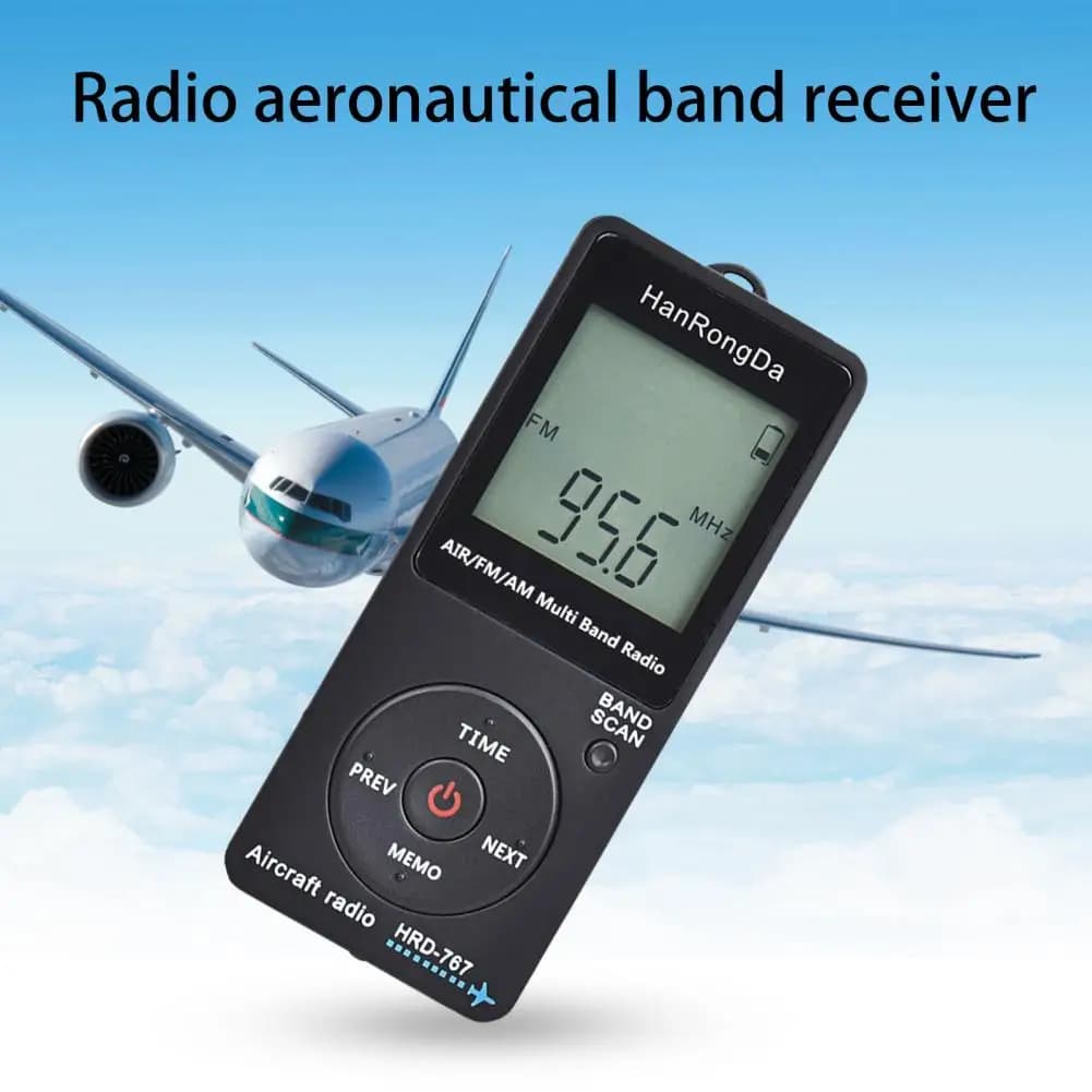 Radio Digital HRD-767 con pantalla LCD, miniauricular FM/AM/AIR, banda de bolsillo portátil, para viaje