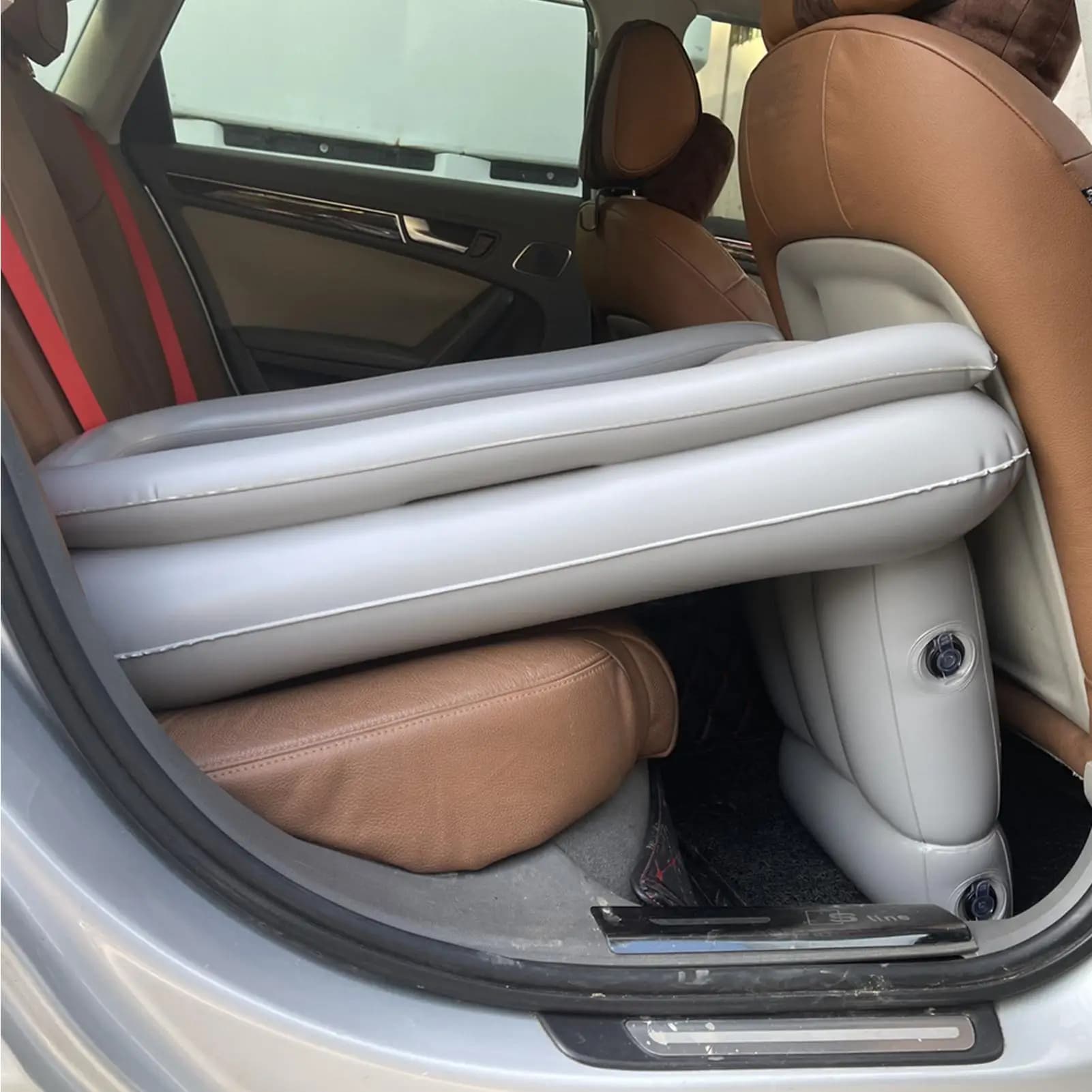 Extensor de cama de avión para asiento trasero de coche portátil, cama de avión inflable para niños pequeños, colchón para dormir plegable para