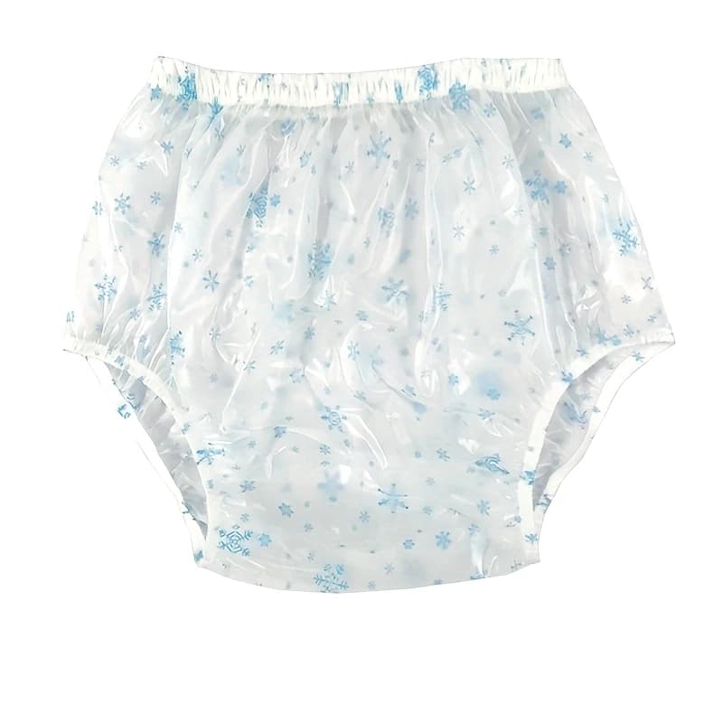 Pañal de bebé adulto de PVC reutilizable de cintura alta, ropa interior impermeable para incontinencia, pañal de plástico estampado súper suave