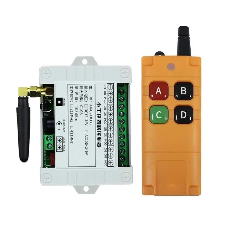433M Ndustrial DC 12V 24V 36V 4CH mando inalámbrico de radiofrecuencia receptor de Radio con mando a distancia de larga distancia de 20-2000M
