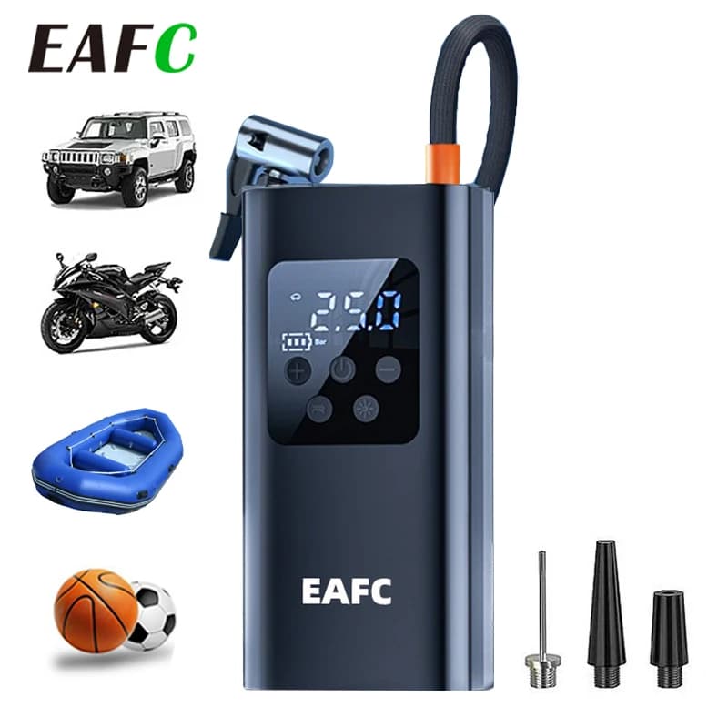 EAFC-bomba de aire inalámbrica para coche, compresor de aire, inflador de bolas de neumáticos, luz Led, Mini inflador de neumáticos eléctrico para