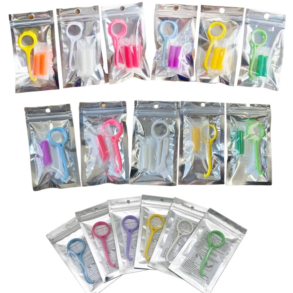 10/50/100 Uds Extractor de aparatos dentales alineadores de ortodoncia Chewies 6 aromas de frutas alineador de dientes orales juego de herramientas de