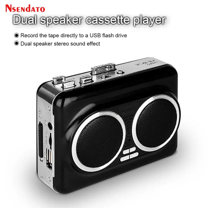 Reproductor de casetes USB, convertidor de cinta de música a MP3, convertidor de casetes Plug and Play con altavoz para disco flash USB y PC