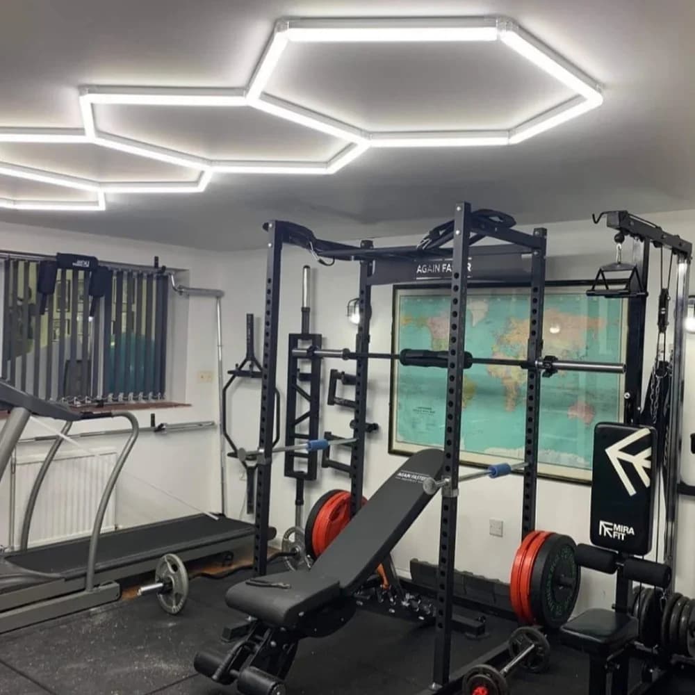 Luz LED hexagonal para garaje, 50000H, 6500K, ultrabrillante, para el hogar, gimnasio, barbería, detallado de coches, Bar, sótano, taller,