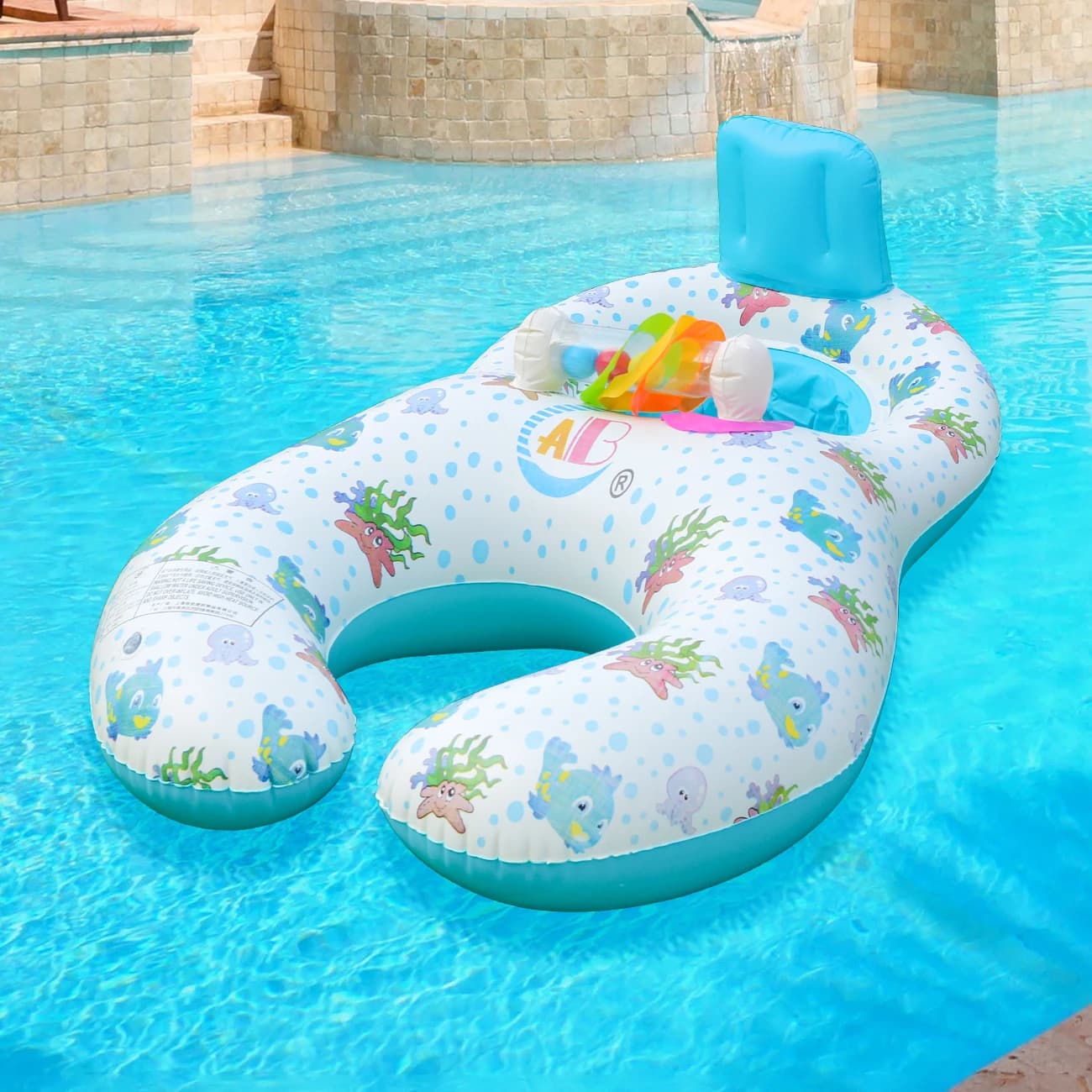 Flotador Inflable Doble para Piscina, con Respaldo, para Dos Personas, para Piscina y Playa