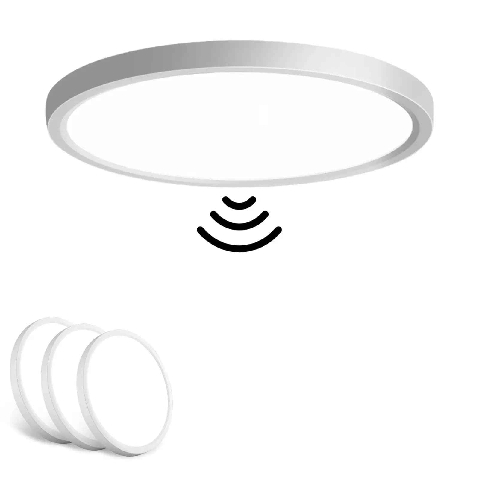Lámpara de techo con sensor de movimiento LED de 18W, 3 uds., lámpara de montaje empotrado ultradelgada de 23cm, luz de techo con radar de color