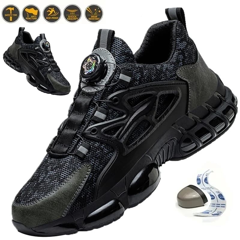 Zapatos de seguridad para hombre, botas de seguridad con protección de cojín de aire, zapatos casuales de moda, zapatos de trabajo transpirables con