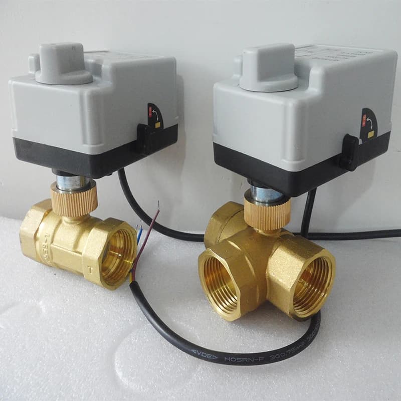 Válvula de bola motorizada de latón de 3 vías tipo T y 2 vías AC220V DC12V/24V actuadores eléctricos de 3 cables y 2 controles con interruptor