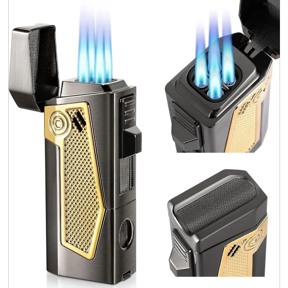 Encendedor, Dispositivo de Ignición, Doble Antorcha, Recargable, 3.34*0.78*1.38 pulgadas, Estuche para Cigarros Ligero y Práctico, Apto para