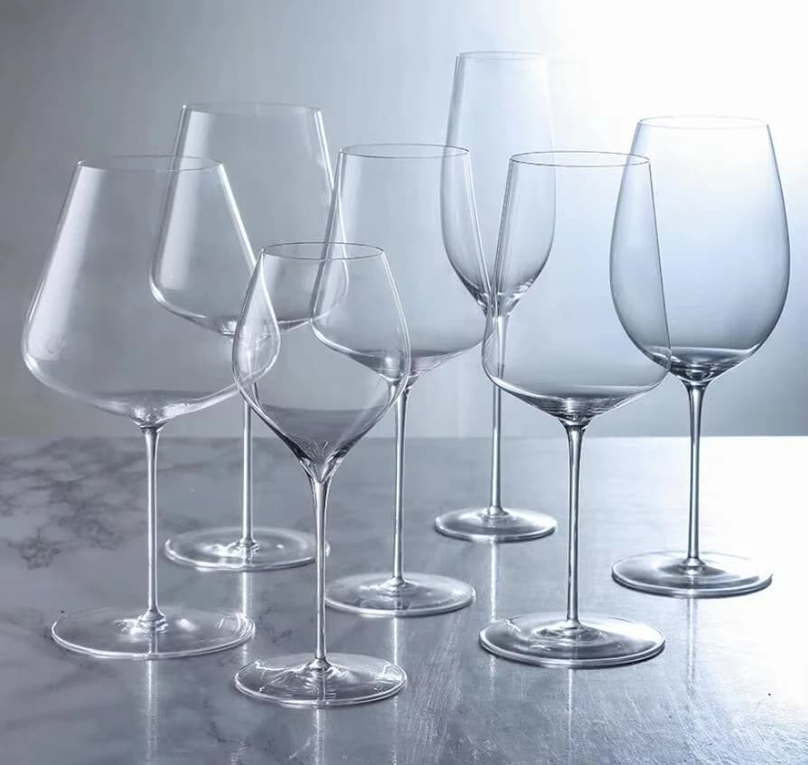 Copa de cristal ultrafina, copa de vino tinto con muescas sensoriales, palo fino para el hogar, copa de vino Borgoña