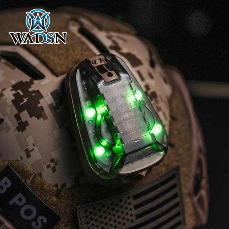 Lámpara para Casco Deportivo WADSN HEL STAR 6 GEN3, Luz Azul, Verde, Roja e IR, Estroboscópica, Impermeable, para Exteriores, Supervivencia,