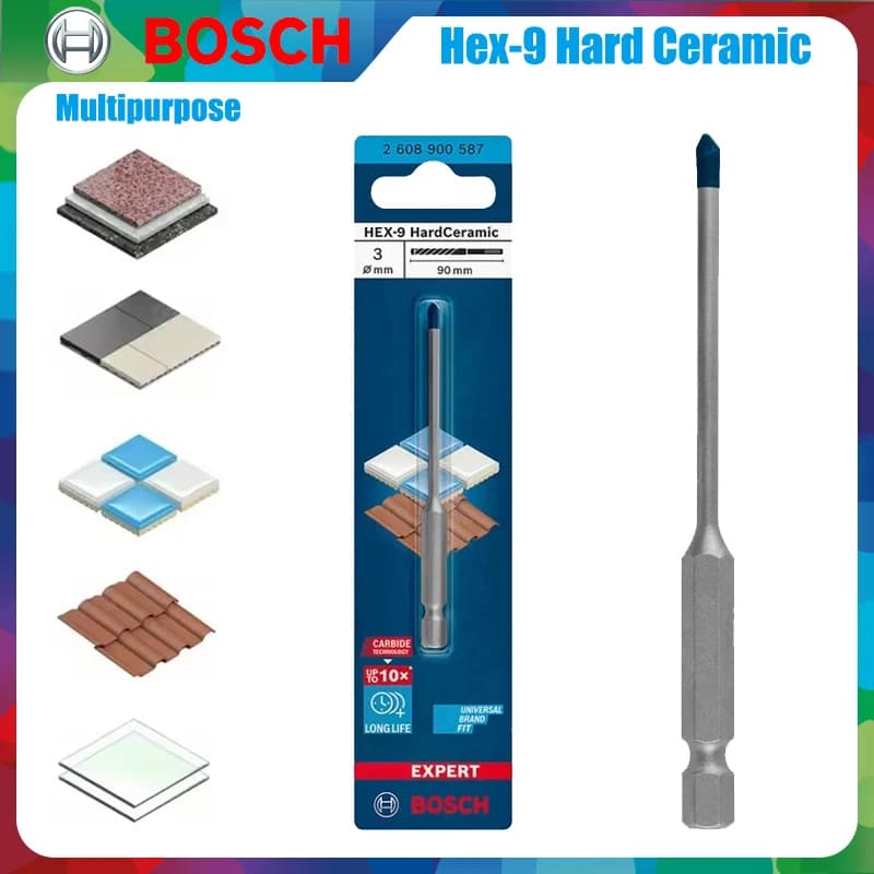 BOSCH Hex-9 Brocas de cerámica dura Flecha EXPERT Piso de mármol Azulejos vitrificados Agujero de perforación Accesorios de herramientas