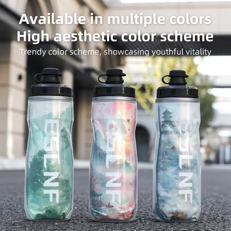 Botellas de agua para bicicleta con aislamiento de 610ml PP5, taza para deportes al aire libre con protección contra calor y hielo, botella de agua