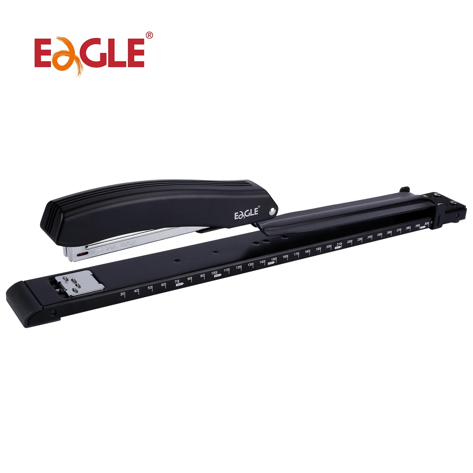 Grapadora Eagle LONG-ARM con regla incorporada y guía de papel ajustable, yunque giratorio, suministros de encuadernación para escuela y oficina