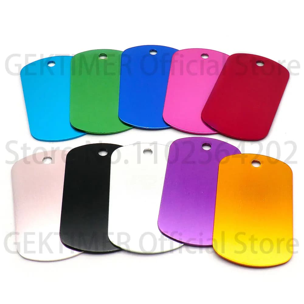 100 Etiquetas de Identificación Militar de Aluminio Personalizadas con Nombre Grabado con Láser y Número, Colgante para Llavero, Manualidades DIY