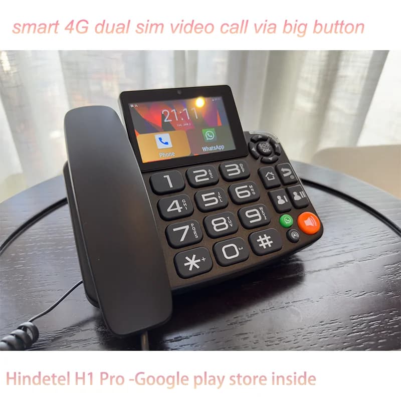 Teléfono inalámbrico de escritorio de cuatro bandas con tarjeta SIM dual, teléfono fijo para el hogar, soporte de pared con radio FM, radio fija,