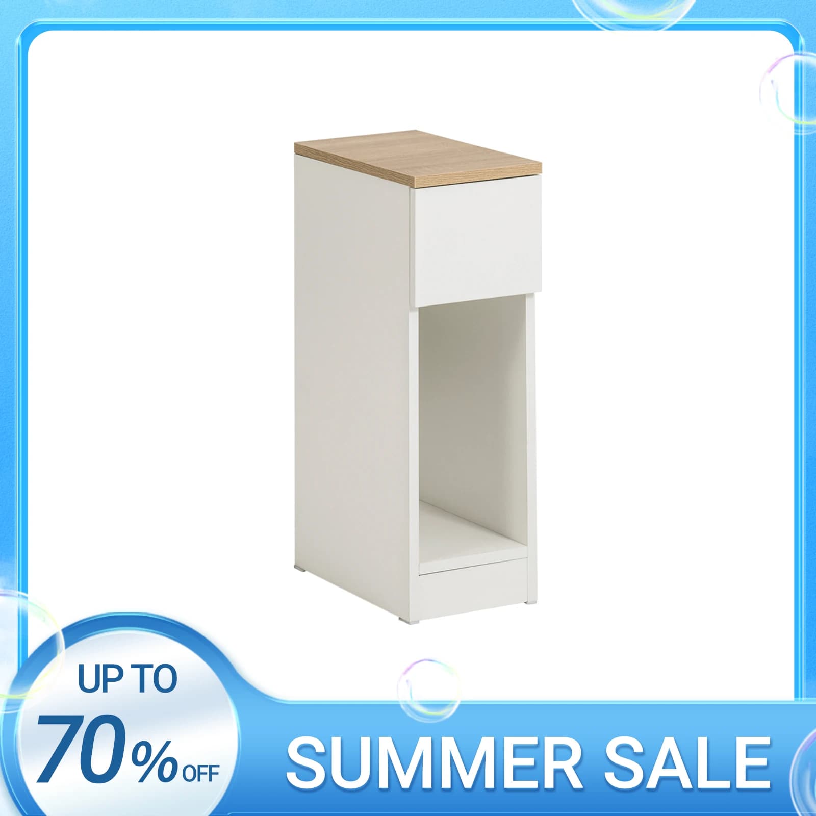 SoBuy FBT111 Mesita de noche con cajón para caja, cama con muelles, sofá, mesa auxiliar, mesa estrecha para teléfono, mesita de noche