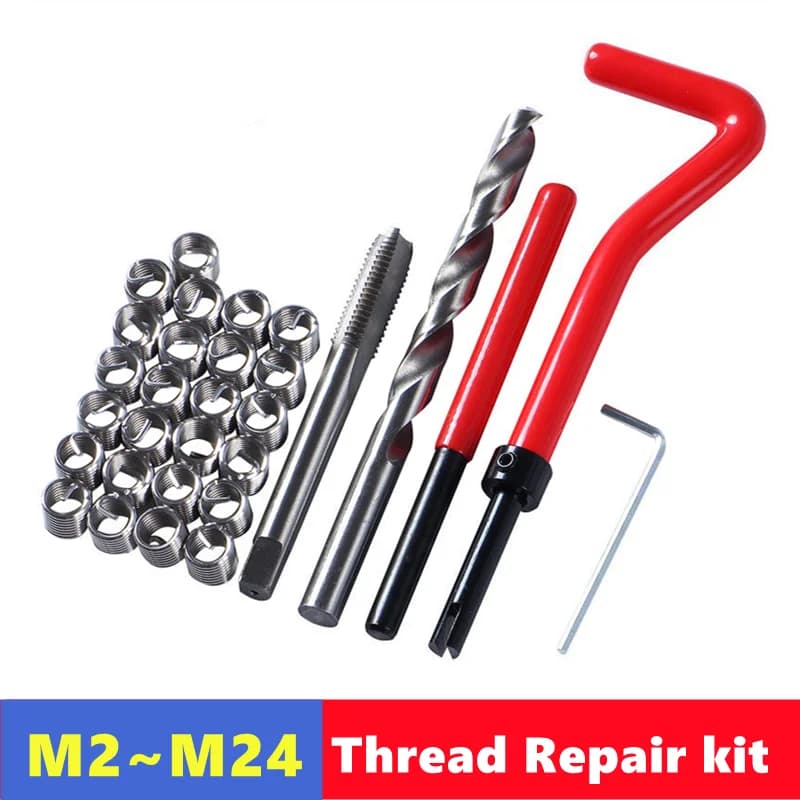Kit de reparación de roscas de 25/75/131 piezas M2-M24, utilizado para reparar roscas dañadas, llave inglesa, herramienta manual para roscas