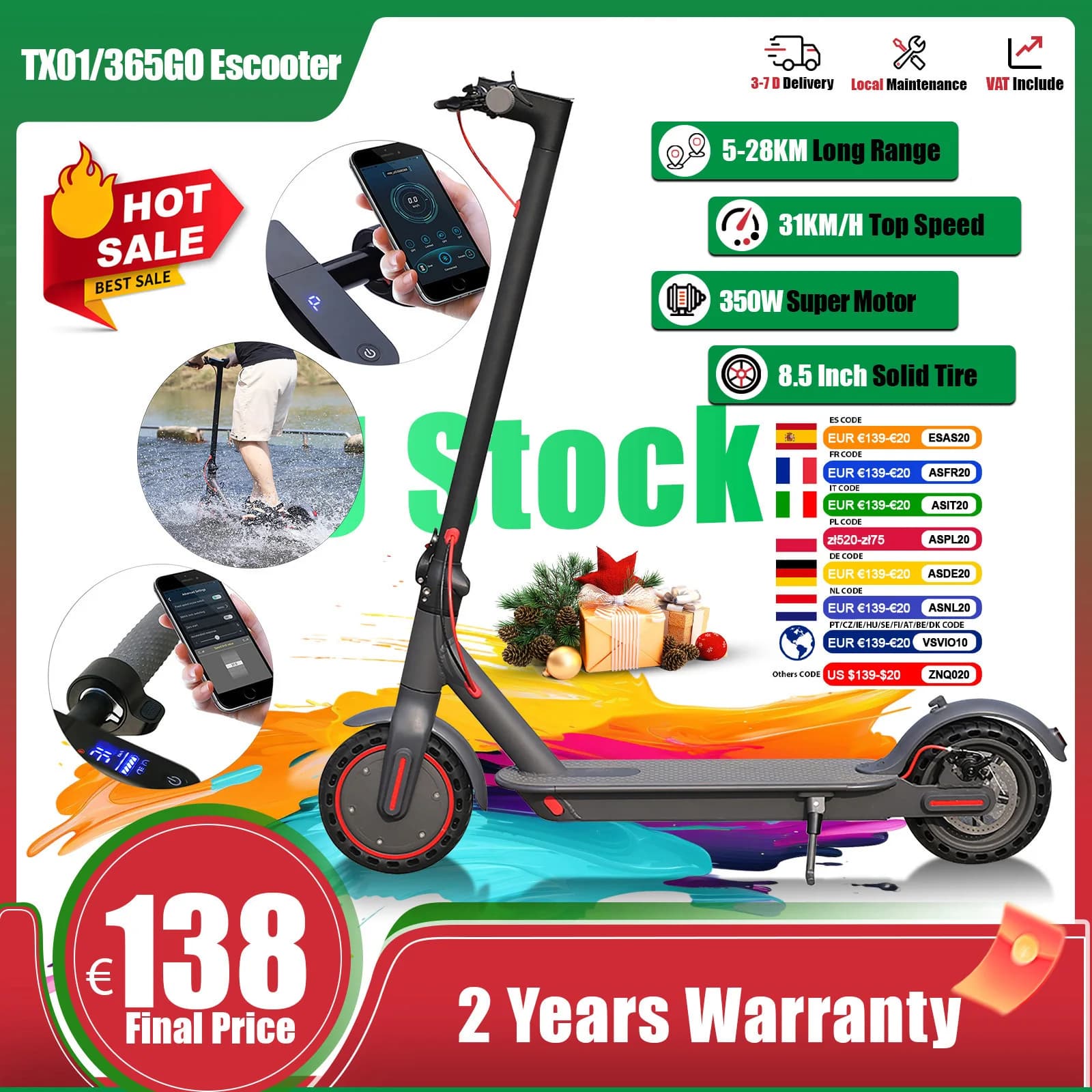 AOVOPRO T1/SPGO Scooter Eléctrico 2026 Nuevo Diseño 350W Súper Potencia Plegable Doble Freno Scooter Eléctrico 31KM/H 5-28KM de Autonomía