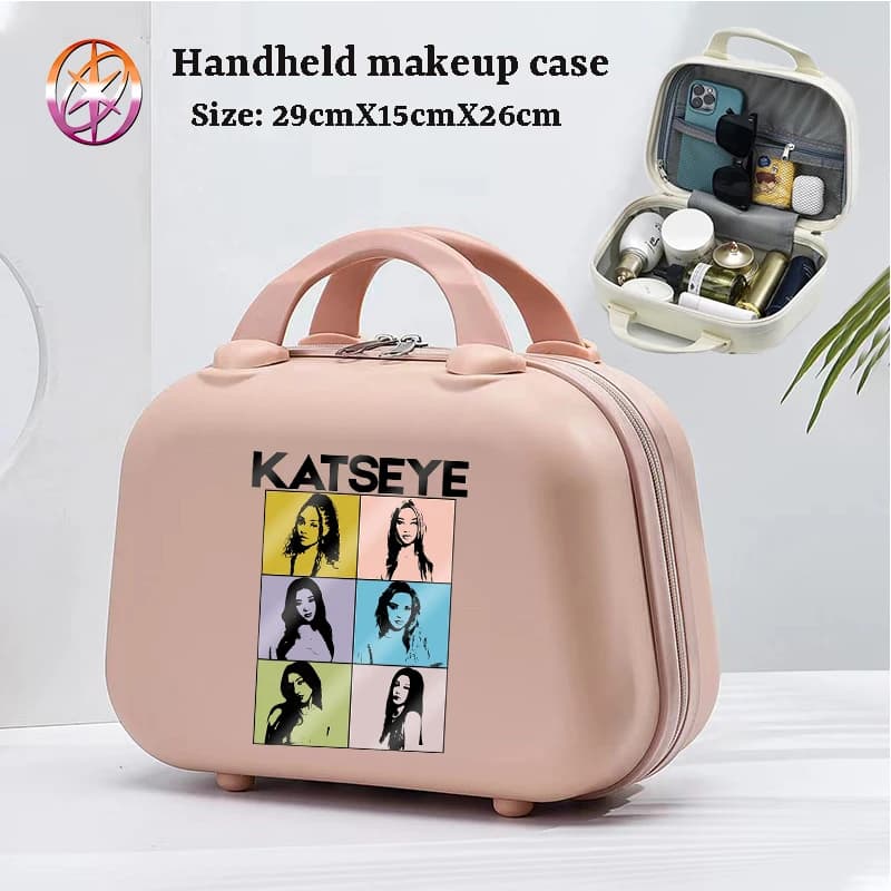 K POP K-KATSEYE estuche de maquillaje para mujer, estuche de cosméticos portátil a la moda para chica, bolsa de almacenamiento de cosméticos de