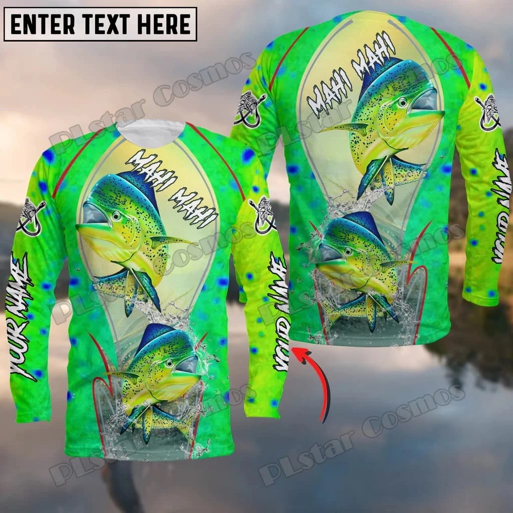 Sudadera con cuello redondo para hombre, Jersey informal de manga larga con nombre personalizado, estampado 3D, piel de atún y Mahi, QDY68