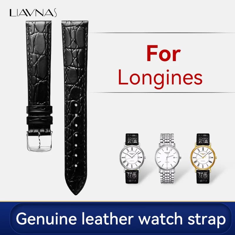 Correa de reloj de cuero genuino para accesorios Longines, correas de reloj con hebilla de mariposa, correa de muñeca de 13, 18, 20 mm