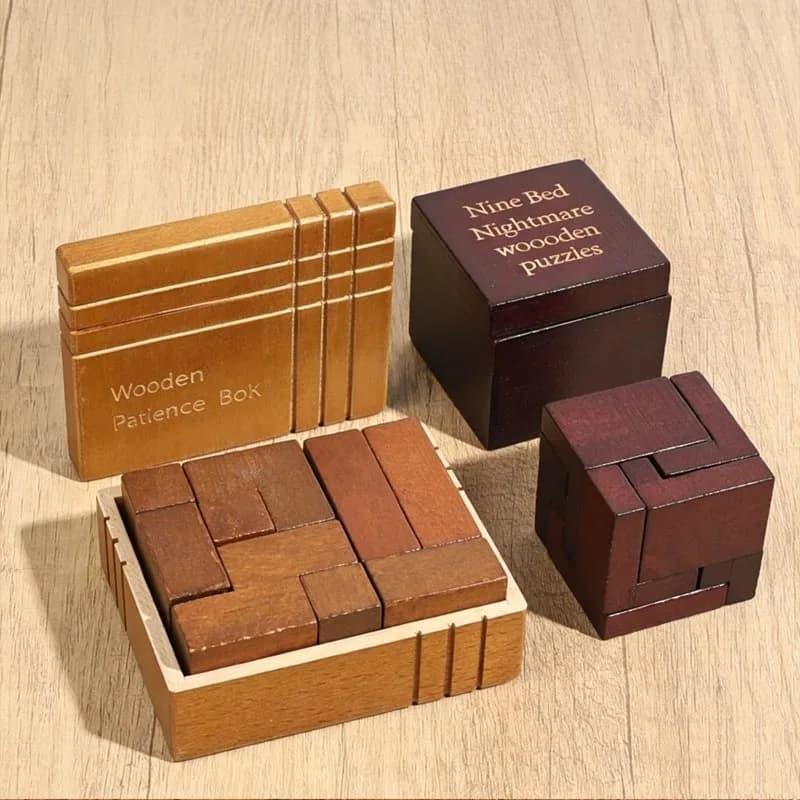 Nine Bed & Patience - Caja de rompecabezas de madera, entrenamiento de lógica IQ, juegos de ingenio para niños y adultos, desafíos divertidos,