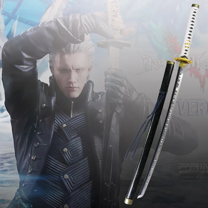 Espada Yamato Katana Devil May Cry 5 Sabre Vergil Yamato Ninja, accesorio de Cosplay, espada samurái Katana japonesa de tamaño Real, 41
