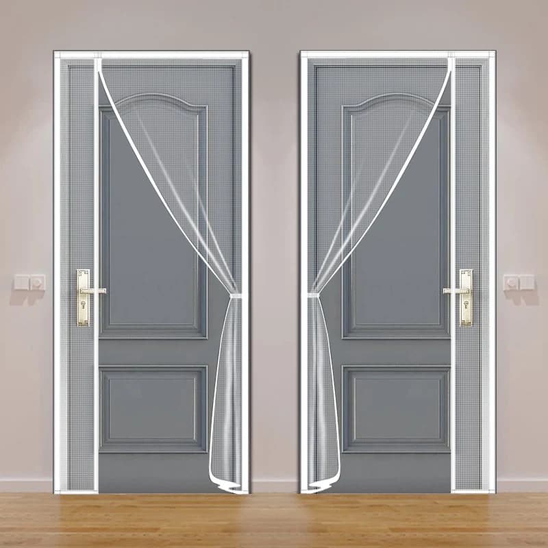 DTGJ Pantalla de puerta magnética estilo apertura lateral mosquitera blanca antiinsectos malla Invisible tamaño personalizado tul cierre automático