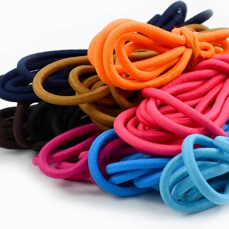 Cuerda elástica colorida de 5/10/20M, banda de goma redonda de 5mm para diadema, cordón elástico para ropa, costura, suministros de cuerdas