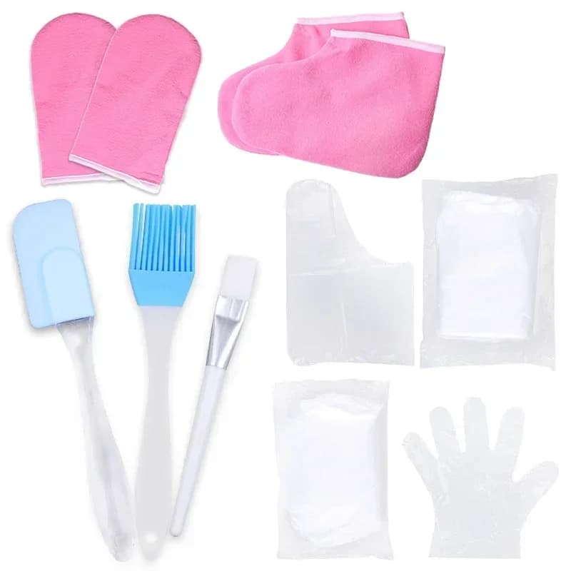Juego de accesorios para el cuidado de manos y pies con cera de parafina, SPA exfoliante, guantes hidratantes de cera de parafina para manos, botines,