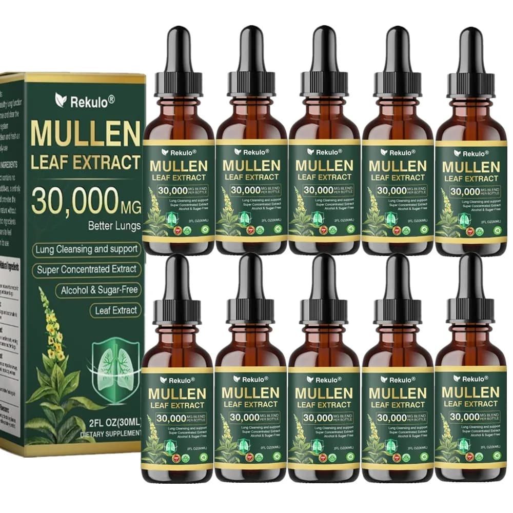 Gotas de Extracto de Hoja de Gordolobo de 30 ml para Apoyo Pulmonar - Mezcla Súper Concentrada de 30 000 mg, Sin Alcohol ni Azúcar para la Limpieza